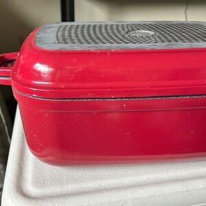 Curtis Stone DuraPan Nonstick 8.5qt. Roaster w/ 3.5 Grill Lid. Red
